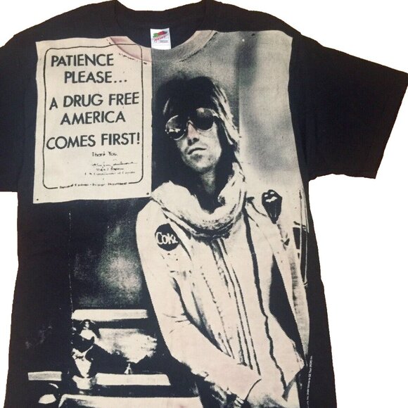 VINTAGE KEITH RICHARDS ROLLING STONES CONCERT TEE SHIRT MENS L DRUG FREE AMERICA